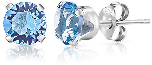 Orecchini Azzurri Acquamarina - Argento 925 con Cristallo Azzurro - Punto Luce Brillantini - Piccoli Orecchini Donna