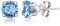 Orecchini Azzurri Acquamarina - Argento 925 con Cristallo Azzurro - Punto Luce Brillantini - Piccoli Orecchini Donna