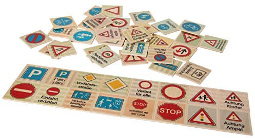 Hess Holzspielzeug 14950 - Memory Spiel aus Holz mit 48 Teilen, Verkehrszeichen, für Kinder ab 3 Jahren, handgefertigt, Gedächtnistraining kombiniert mit fröhlichem Spielspaß
