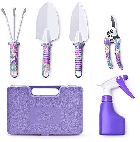 SANDAFI Gartengerät Set,5 Stücke Garten Werkzeug Set für Outdoor und Bakonpflanzen mit Koffer Garten
