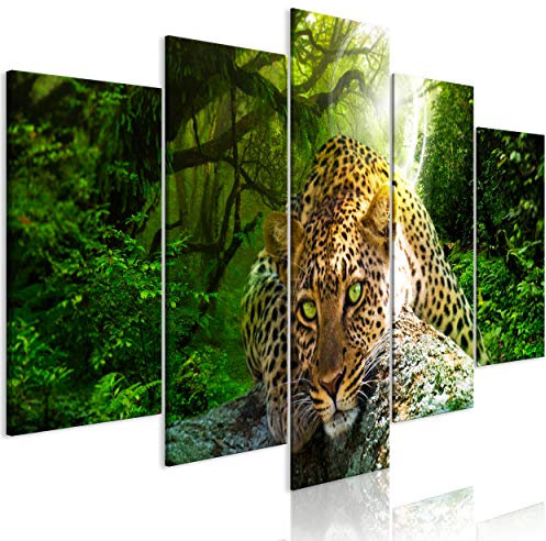 decomonkey Bilder Tiere 200x100 cm 5 Teilig Wandbild Groß Leinwandbild XXL Deko Wohnzimmer Schlafzimmer Büro Wanddeko Leinwand Pictures For Wall Poster Wall Painting Wandbilder Set Natur Abstrakte
