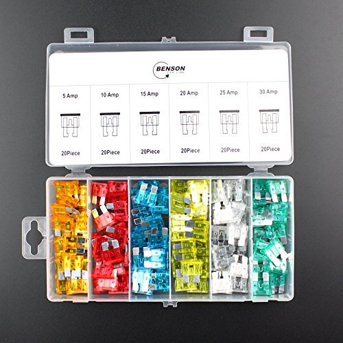Benson Tools Autosicherung Flachstecksicherung 5-30A, Kunststoff, Orange, Rot, Blau, Gelb, Weiß, Grün