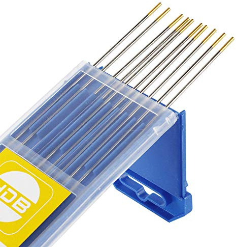 Wilktop 10 x électrodes de Tungstène, Soudage TIG Electrode Tungstene WL-15 1,6Ø x 175mm Lanthanides Barres de Tungstène pour le Soudage (Or)