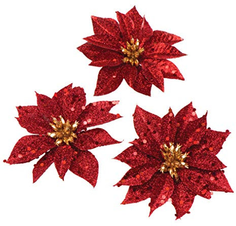 Baker Ross AR844 Glitzer-Weihnachtsstern, Kunstblumen, Dekoration oder Weihnachtsbasteln, 8 Stück, Sortiert