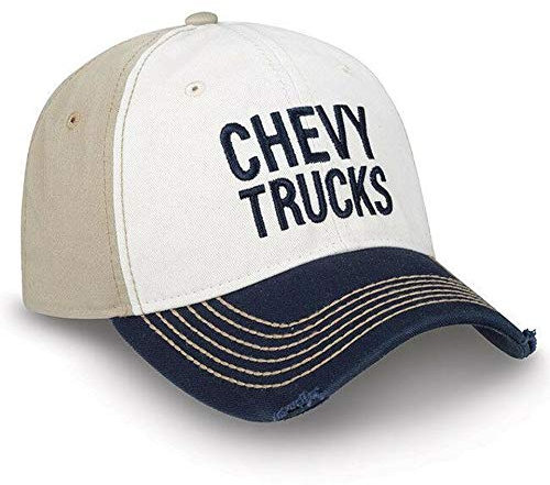 Tri Colored Silverado Tan White Cap Blue Hat Chevrolet Trucks! Chevy Bowtie, Tri-Farbe, Einheitsgröße