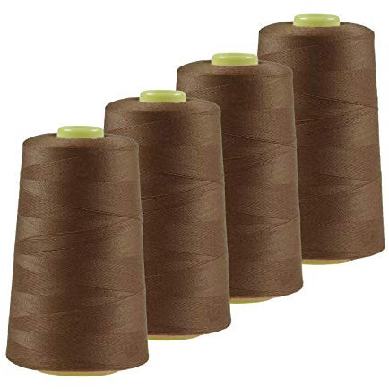 4 x 4572m Qualitäts Overlock-Garn Overlock-Nähgarn Oeko-Tex Farbe 701-740, Farbe:A714 ockerbraun