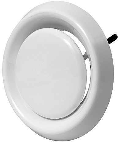 Ø 125mm Difusor Ajustable - Válvula de Extraccion/Suministro de Aire - Rejilla Redonda de Ventilacion - Plástico ABS Blanco