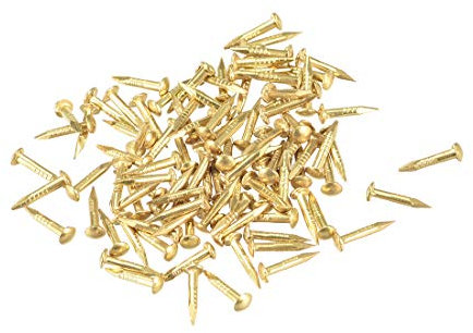 sourcing map Tiny Brass Nails 1.2mmx8mm(DXL) for Wooden DIY Decorative Pictures Boxes Household Accessories Brass Tone 100pcs
