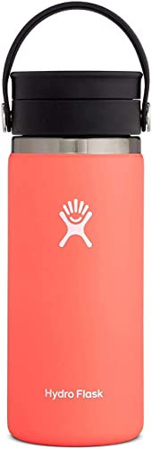 HYDRO FLASK - Travel Coffee Flask 473 ml (16 oz) - Vacuum Insulated Stainless Steel Travel Mug with Leak Proof Flex Sip Lid - BPA-Free - Wide Mouth - Hibiscus