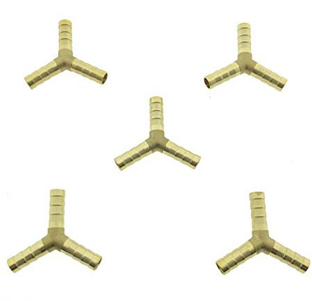 5x Stück Messing Y-Stück Druckluft Schlauchverbinder Schlauch Y Fitting 6mm 8mm 10mm 12mm (6mm)