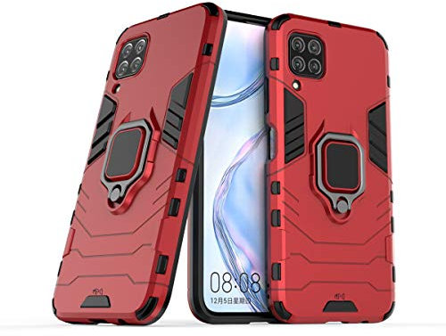 Max Power Digital Cover per Huawei P40 Lite con Anello, Custodia Supporto Magnetica Rigida Resistente Antiurto Doppio Strato Protettiva Calamita Bumper Case (Huawei P40 Lite, Rosso)