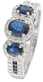 Ring Varis Saphir Weißgold und Diamanten, Weißgold, Saphir