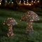 Lights4fun 2er Set 80er LED Rattan Pilze mit Timer 30cm und 40cm batteriebetrieben Außenbeleuchtung Weihnachtsdeko