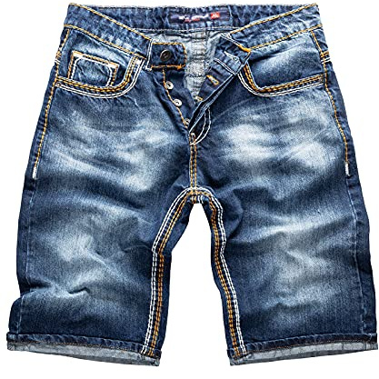Rock Creek Jeans Shorts Herren Kurze Hose Denim M68 | Herren Jeansshorts aus Denim mit markanten Nähten, kurze Jeanshose und Bermuda für Alltag, Freizeit, Urlaub und Sommer