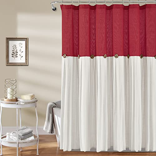 Lush Decor Rideau de Douche en Lin Rouge/Blanc 183 x 183 cm
