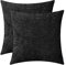 CaliTime Kissenbezüge Kissenhülle Kissenbezüge Packung mit 2 gemütlichen Wurfkissenbezügen Hüllen für Couchsofa Home Dekoration Feste gefärbte weiche Chenille 60 cm x 60 cm Schwarz