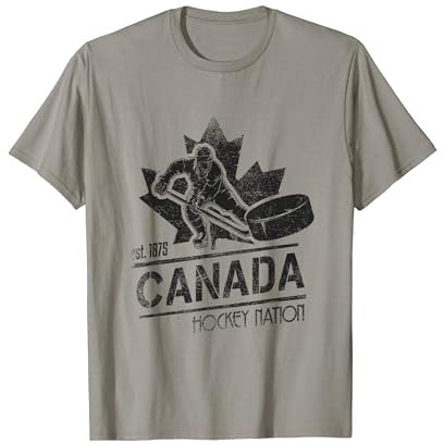 Canadian Ice Hockey Retro Sports Nation Canada Hockey T-Shirt