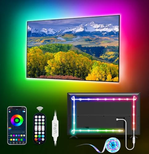 MATICOD TV LED Lights, 4M TV Lights for 45-60in TVs, Music Sync RGB TV Backlight USB LED Strip Lights with Remote and App Control for Christmas Decorations