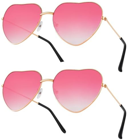 flintronic 2 Pack Herz Sonnenbrille, Herz Party Brillen, Retro Party Sonnenbrille, Hippie Herzförmige Brille, Partybrillen für Geburtstagsfeier Fasching LNeuheit Party Halloween Foto Requisiten