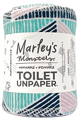 Marley's Monsters Lot de 24 rouleaux de papier toilette réutilisable – Lingettes absorbantes pour bidet (ModGeo)