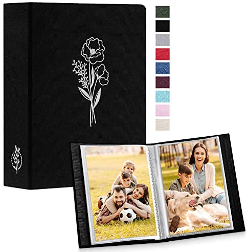 Lanpn Fotoalbum 10x15 100 2 Packungen, Klein Mini Leinen Einstecken Einsteckalbum für Hochformat Fotos Bilder Schwarz