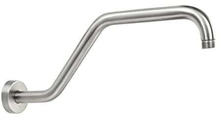 KAPHOME Braccio di estensione del soffione della doccia,Sostituzione dell'estensione del braccio doccia da 15,5 pollici,Braccio doccia a forma di S in acciaio inossidabile con flangia, nichel