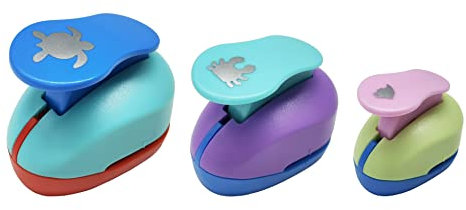 VSREI Stanzer Set, 3 Stück Papierstanzer Motivlocher Stanzer Set 9/16/25mm für Geschenkanhänger, Basteln, Scrapbooking, Fotos, Grußkarten (Fische, Krabbe, Schildkröten),Zufällige Farbe