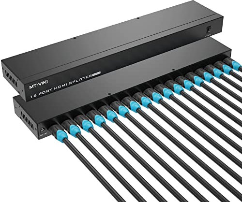 4K HDMI Splitter 1 in 16 out, 1 to 16 MT-VIKI 16 Way Distributor HDMI Splitter 1x16 For 16 Monitors HDTV CCTV 3D Supports EDID HDCP + UK Power Supply