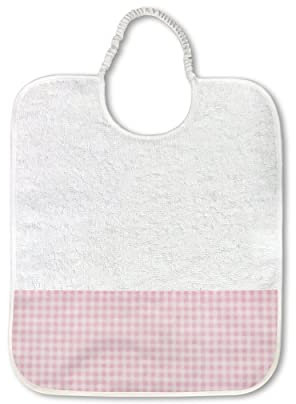 Panini Tessuti, Lätzchen aus Frottee aus reiner Baumwolle mit Gummizug für das Essen und den Snack im Kindergarten, Größe 28 x 33 cm, rosa kariert