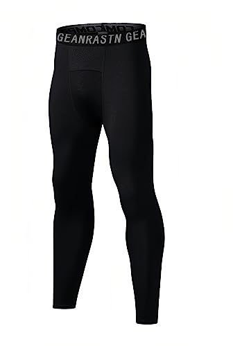 Geanrastn Boys Athletic Leggings Youth Compression Leggings Pants Tights Athletic Base Under Shorts for Basketball Running Hockey Jiu Jitsu
