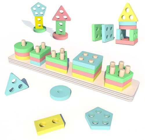 OSLINE Montessori Toys Boy Girl Wooden Shape Sorter Toys,Learning Educational Toys- Birthday Gifts for Boy