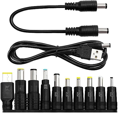 KUOQIY 10 Stücke Universal DC Netzteil Adapter, 5.5x2.1mm DC Hohlstecker Adapter mit 2 Stücke Kabel, für Ventilatoren, Router, Schreibtischlampen, Computer