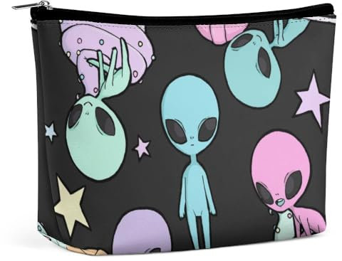OTRAHCSD Kosmetiktasche, schöne Nordlichter-Make-up-Tasche, tragbare Kulturtasche mit Reißverschluss für den täglichen Gebrauch, Reisen, Alien, Einheitsgröße