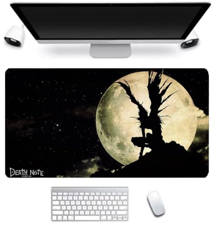 Tongyundacheng Death Note Mouse Pad Gaming Mouse Mat, Anime Death Note Character Printed Mouse Mat Non-Slip Rubber Base Computer Keyboard Mat for Gaming Office, 800x300mm