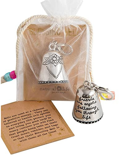 Vintage Küchen Segensglocke Freunde sind Engel Engelssegnungsglocke Immer bei Ihnen Winzige Silberglocke Dekorationsornamente Winzige Silberglocke Geeignetes Geschenk für Freund oder (C, One Size)