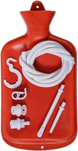 Enema System Kit with Hot Water Bottle Douche Bag Colon Cleansing Detox Weight Loss for Men Women (Orange)