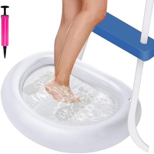 GIONAR Bassin de bain gonflable pour les pieds, bain de pieds pour entrée de piscine, échelle avec valve d'air pratique pour piscine, jacuzzi, spa, pieds propres + 1 valve d'air pratique (lot de 1)