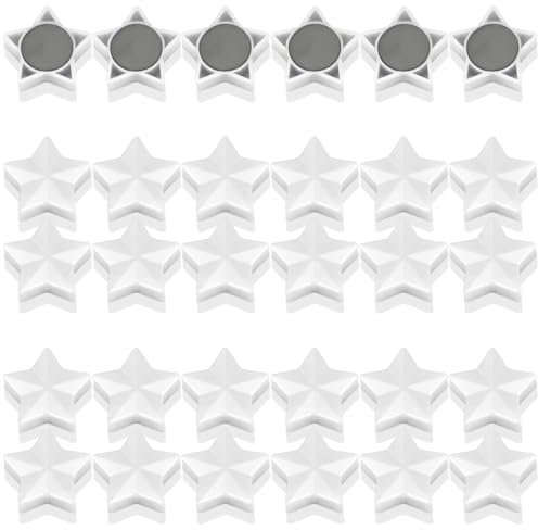 PYJLBX Magnete für Magnettafel, 30 Magnet Kühlschrankmagnete Kühlschrank Magnete Mini Magnete Klein Whiteboard Magnete Magneten Starker Halt Tafelmagnete, für Whiteboard,Pinnwand,Küche (Sterne, Weiß)