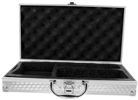 Vaguelly Suitcase Microphone Protection Box Aluminum Case Portable Mic Storage Box for Wireless Microphone and Sound Card Outdoor Use