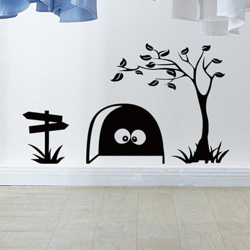 Wandtattoo Mädchen - Mäuse Maus Loch Palme Wand Aufkleber für Sofa Blattaufkleber Schlafzimmer Wanddeko 0122