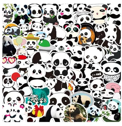 50 Stück Panda Aufkleber, PVC Wasserdicht Cartoon Tier Aufkleber, Süßer Panda Vinyl Aufkleber, Panda Stickers DIY Dekoration für Laptop/Gitarre/Skateboard (Set 3)