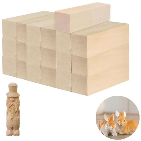 Madera Para Tallar, 20 Piezas Bloques de Tilo, 10 x 2,5 x 2,5 cm Bloques de Madera Tallada, Bloques para Tallar sin Tratar, Taco de Madera de Tilo, Ideal para Carpinteros y Aficionados al Bricolaje