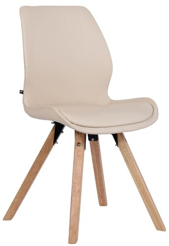 In And OutdoorMatch Stuhl Jeff - Creme - Esszimmerstuhl - Kunstleder und Buchenholz - Hochwertige Polsterung - Dekostuhl - Stilvoller Esszimmerstuhl - Moderner Look