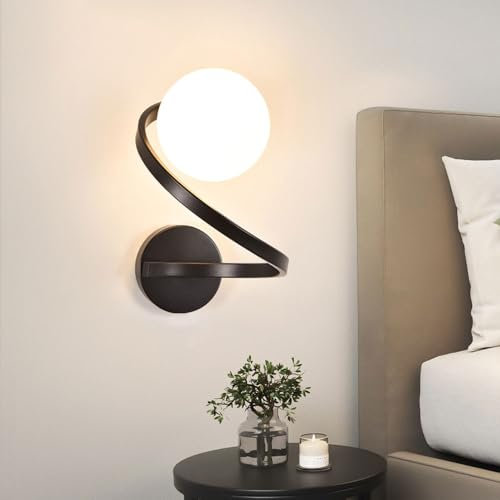 WLBHWL Wandleuchten, Moderne Kugelleuchte Mit 1 Licht, Weiß/Schwarze Wandleuchte Für Schlafzimmer, Badezimmer, Wohnzimmer Und Flur, Waschtischbeleuchtung, Deckenleuchte