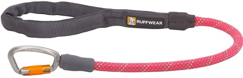 RUFFWEAR Knot-a-Long Kurze Hundeleine, kein Ziehen, 0,7 m Lange Hundeleine mit gepolstertem Griff, leichte und robuste Hundeleine, Anti-Tangle- und Anti-Pull-Hundetrainingsleine, Fireweed Pink