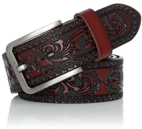 YUEZHAN Ceintures Créateur De Mode Sculpté Vintage Cour Modèle Ceintures pour Hommes Grand Café