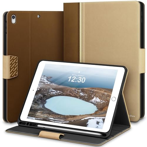 KingBlanc Funda para iPad Air (3ª generación) de 10.5 pulgadas 2019 / iPad Pro de 10.5 pulgadas 2017 con soporte para lápiz Apple, funda inteligente de cuero vegano, apagado y encendido automático,