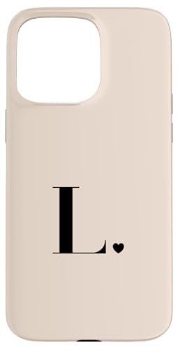 Monogramm mit süßem Buchstaben L, Initiale in Herzform, Beige / Vanille Hülle für iPhone 15 Pro Max