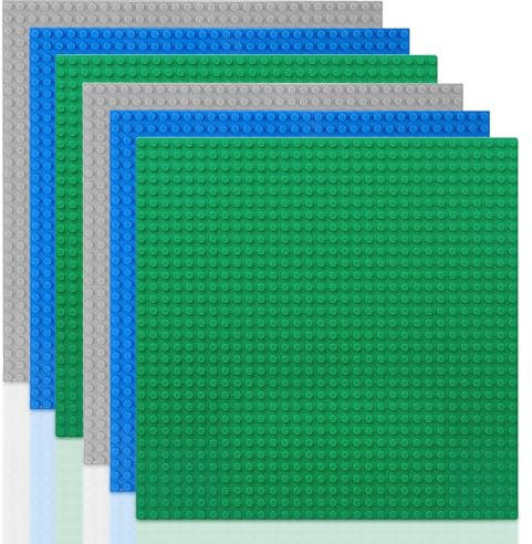 Ksvaye 6 Piezas Gran Placa de Construcción Compatible con Placas Duplo,Placa Base Grande 25 * 25cm Bloques de Construcción Placas Bases para Classic Bases Construir de Juegos (Verde,Azul,Gris)
