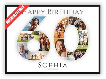 dockyardos® Foto Collage zum 60. Geburtstag | Kreativ verschenken für Mädchen und Junge | Beste Freundin | Bester Freund | Geschenkidee | Geschenk für Frau und Mann